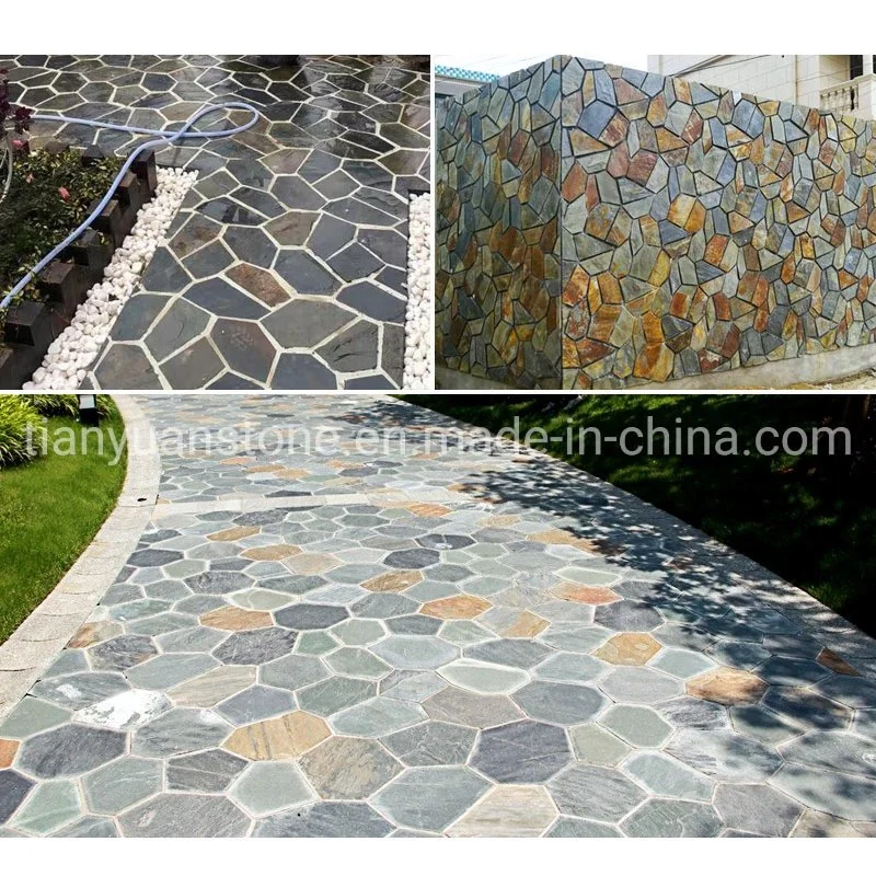 Crazy Pattern Slate Paving Tile Interlocking Pattern Tile Meshed for Pavement