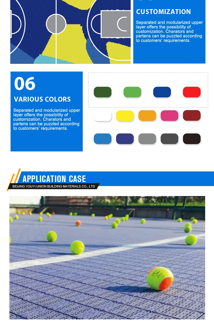 Interlocking PP Sports Floor Tile for Badminton Basketball Volleyball Court