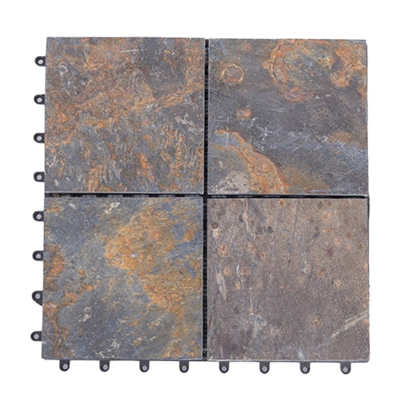 Outdoor Decorative Deck Tile Interlocking Snap System Slate Stone Tile