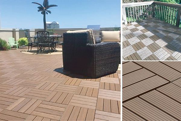 Outdoor Tiles WPC Waterproof Anti-UV Boards Balcony Patio Terrace Interlocking Tiles