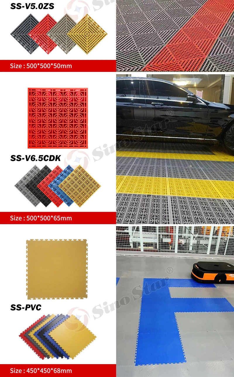 Ss-V3.0jd Non Slip 30mm PP Interlocking Garage Floor Tile Car Washing Grille Removable Plastic Workshop Floor Tiles for Sale