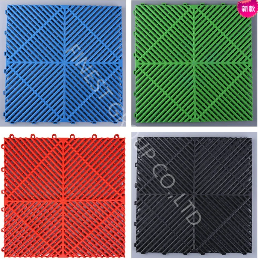 Rigid Modular Anti Slip Car Wash Floors, Drainage Floor, Plastic PP Interlocking Garage Floor Tile for Car Parking Carwash Garage Flooring