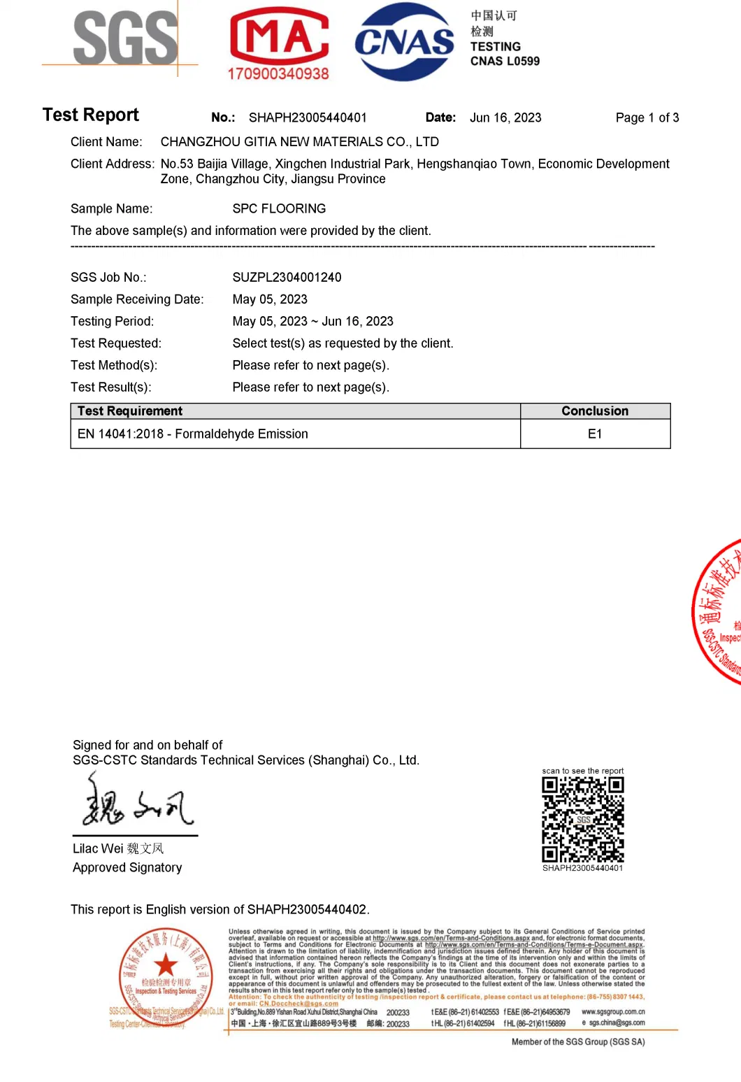 China Supply Formaldehyde Free PVC Floor Spc Vinyl Flooring