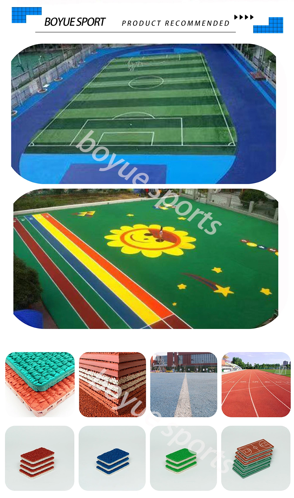 Athletic Track Synthetic EPDM Rubber Running Track Material Sports Flooring