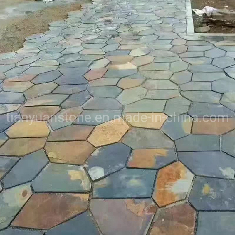 Crazy Pattern Slate Paving Tile Interlocking Pattern Tile Meshed for Pavement