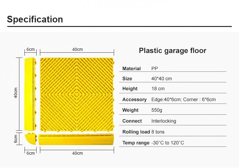 Cheap High Strength PVC Car Wash Room Splicing Floor Mat PP Plastic Interlocking Garage Tiles