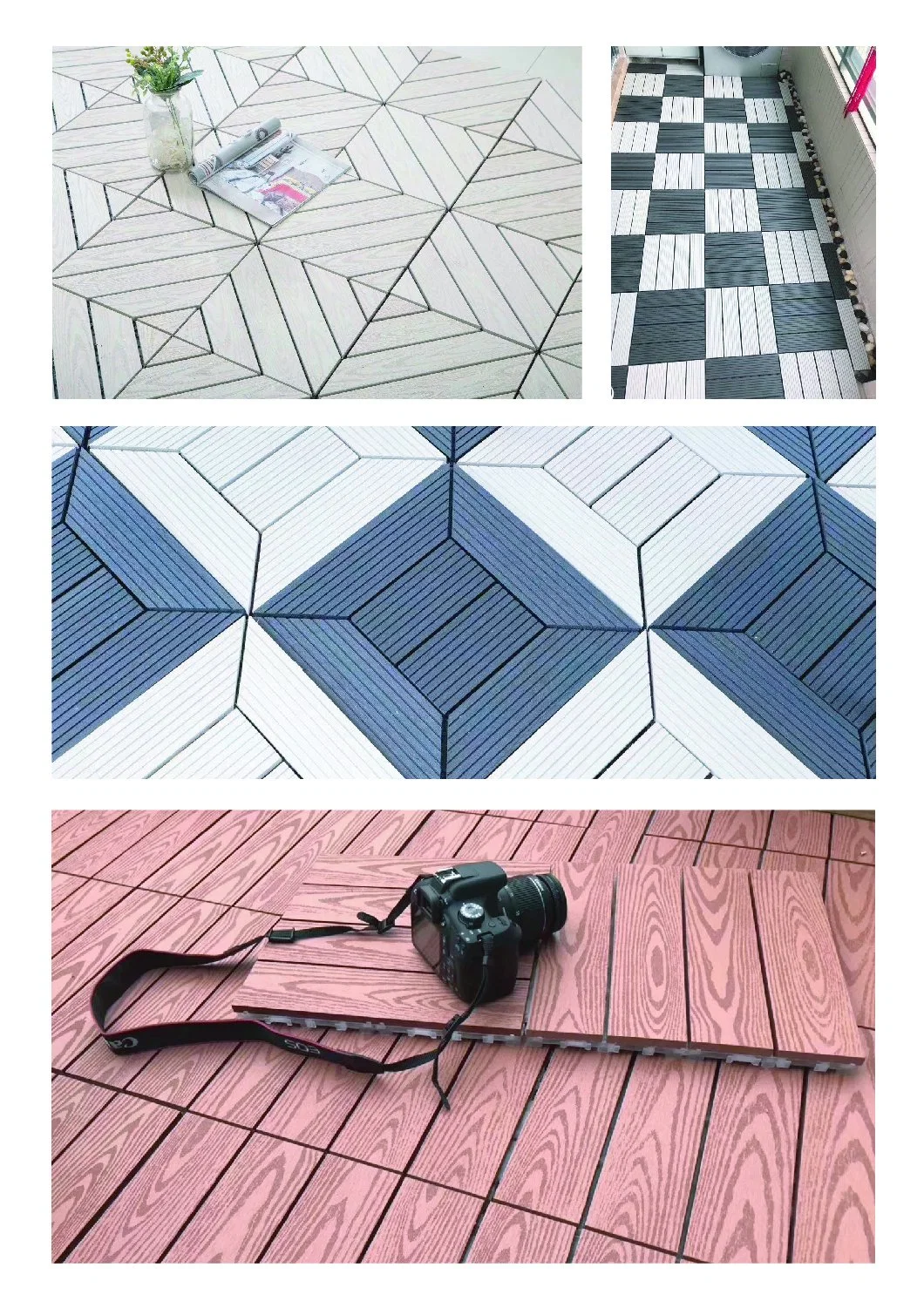 Roof Garden Bathroom Composite Inlocking Deck Tiles Weather Resistant WPC Floor Tiles