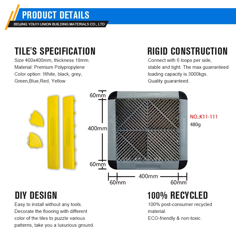 Quick-Install Interlocking PP Floor Tiles for Garages