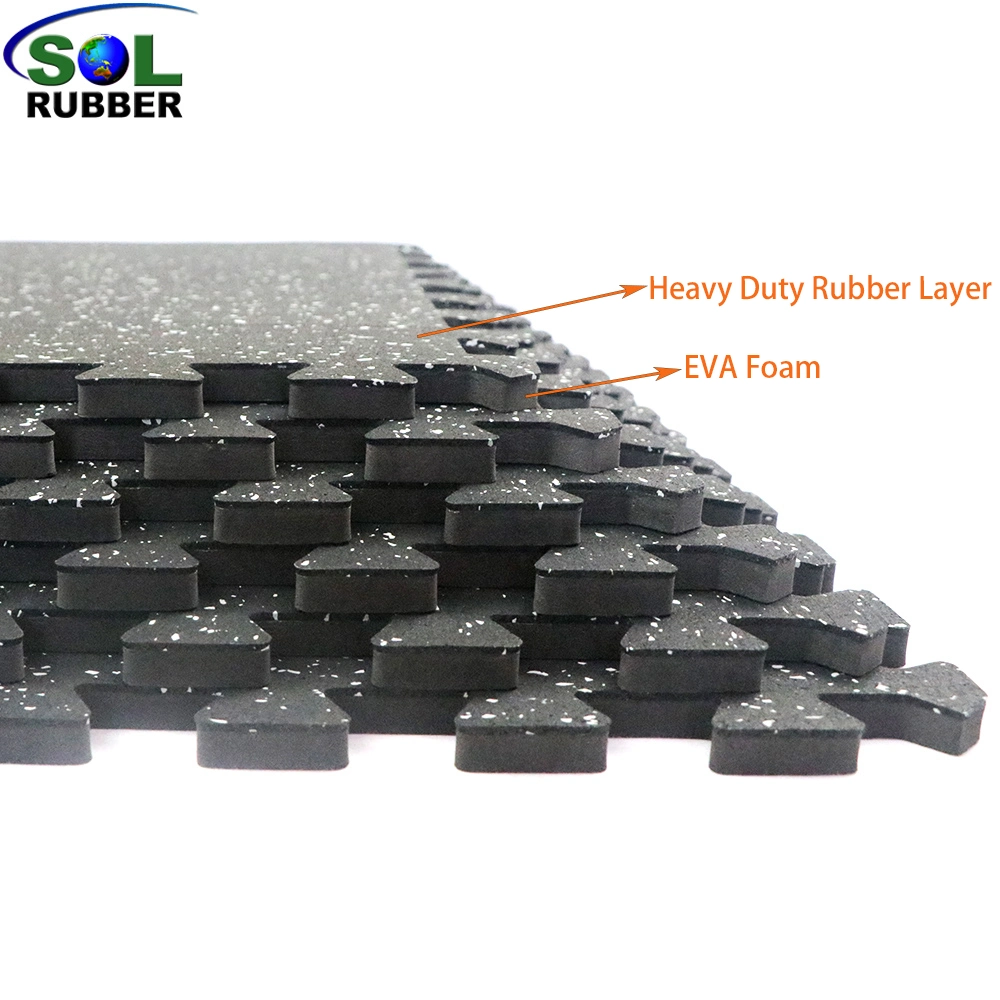 Sol Rubber Black Garage Floor EVA Foam Flooring Tiles 12mm Thick