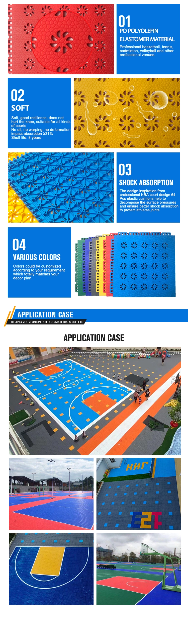 Sport Tile Flooring Progame Interlocking Sports Surface Vinyl Tiles Outdoor Modular Snap-Grid Flooring Tile