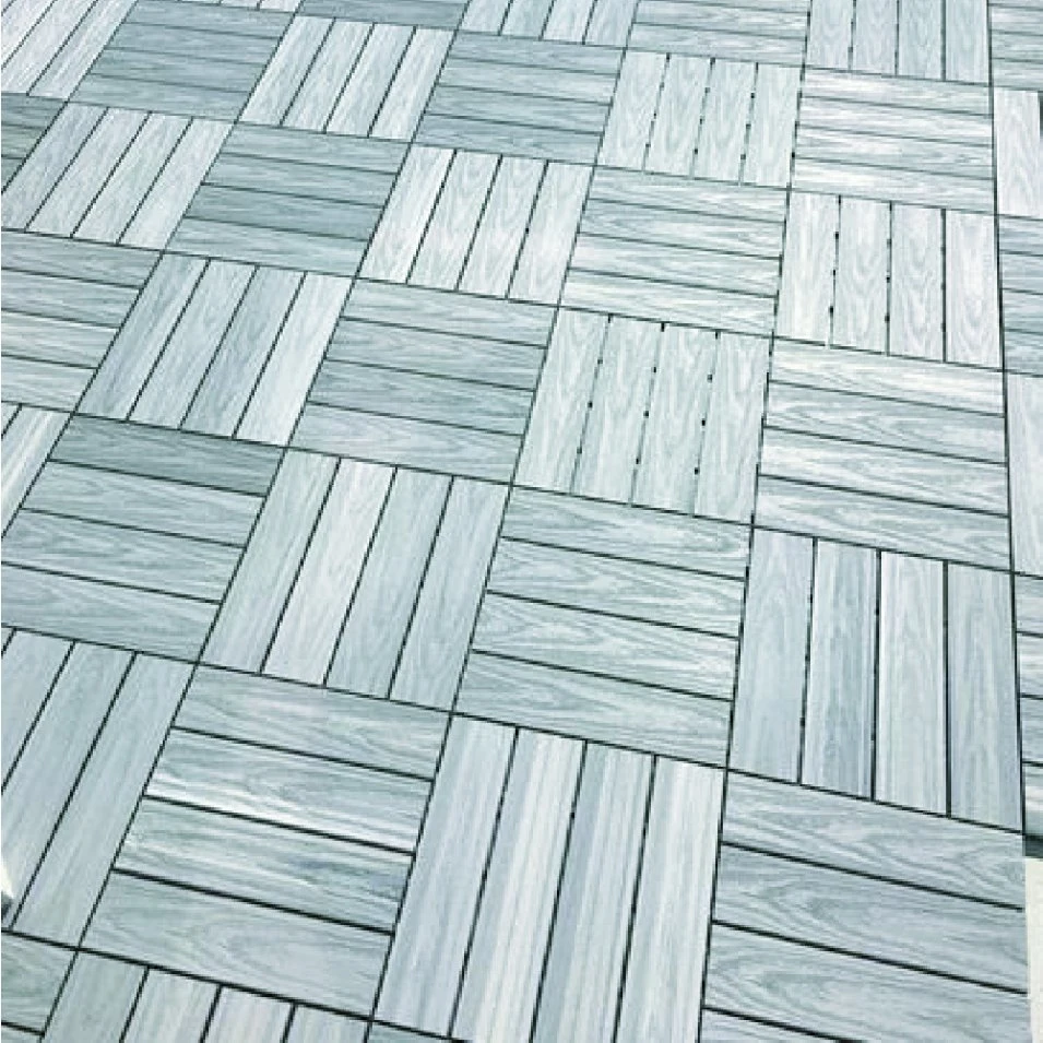 3D Deep Embossing Durable DIY Floor Tiles WPC Interlocking Deck Tiles Grey