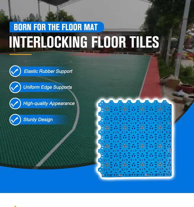 Indoor Outdoor Multi-Sport Court Floor Tiles for Standing Fitness Basketball Roller Skate Pickleball