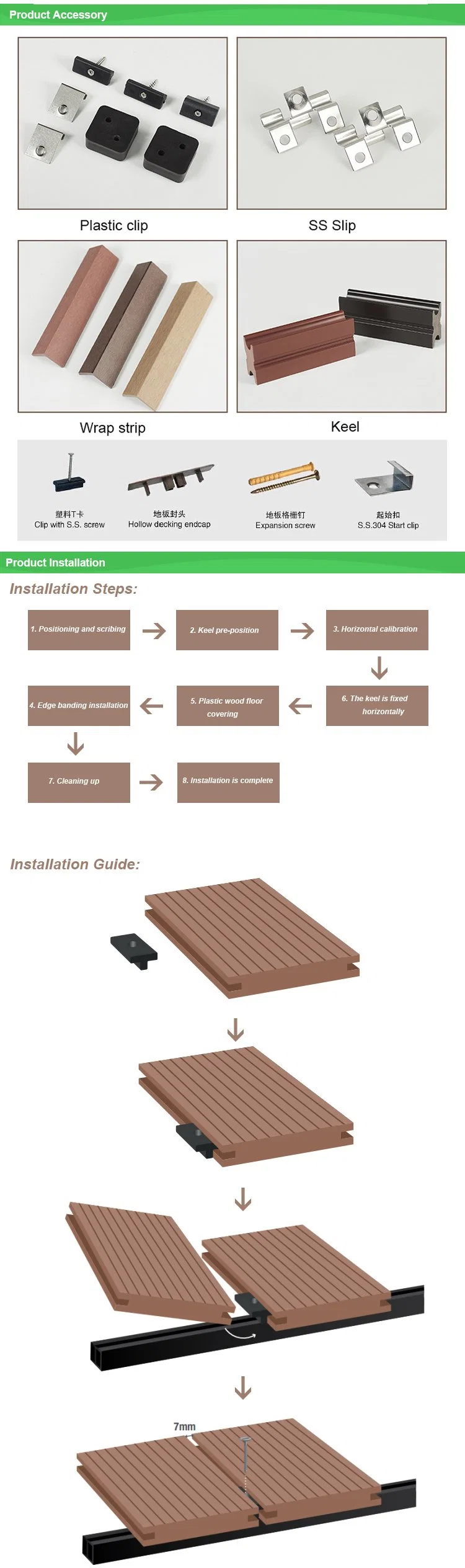 Garden Buildings Engineered Flooring Interlocking Outdoor Deck Wood Plastic Tiles