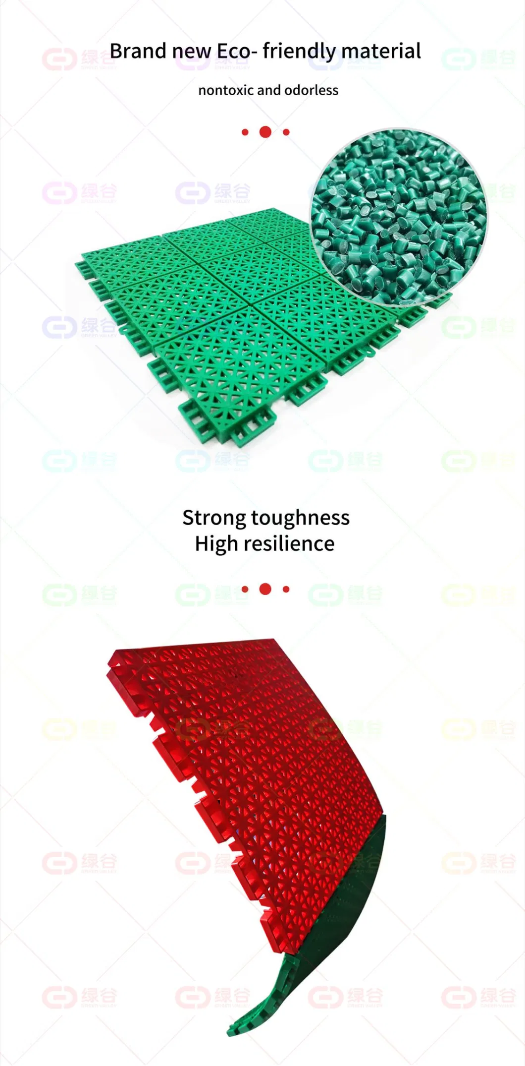 Elastic PP Basketball Pickleball Interlocking Floor Tiles Outdoor Sports Court Tiles