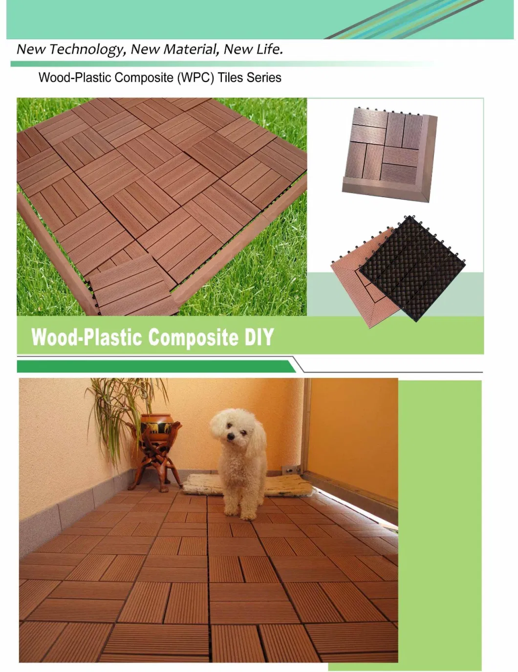 WPC Interlocking Decking Tiles Outdoor Decorative Wood Composite DIY Tile