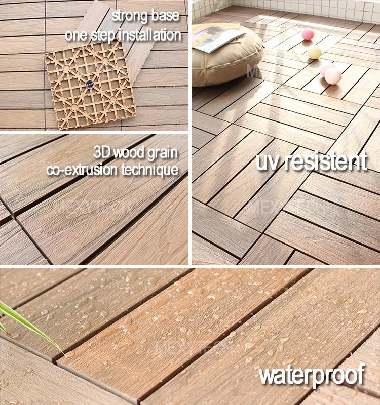 Wood Deck Cheap DIY WPC Interlocking Composite Outdoor Deck Tiles