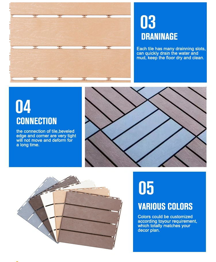 30*30cm Modular Deck Plastic Board Patio Tiles Outdoor Park Courtyard Terrace Flooring Deck Tile