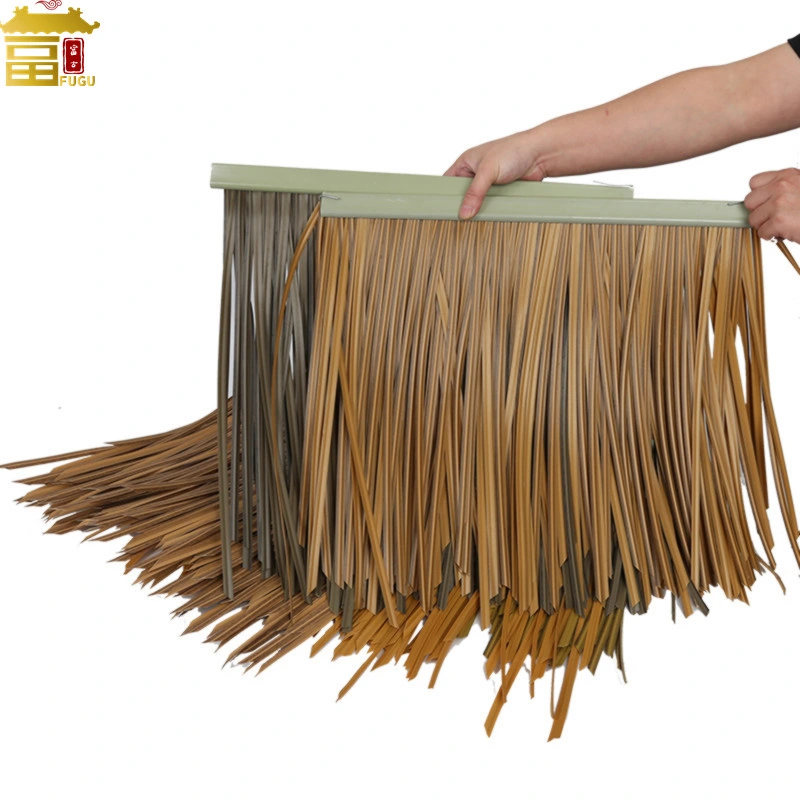 Long Life PVC/PE Resin Plastic Artificial Thatch Roof Tile 500*500mm