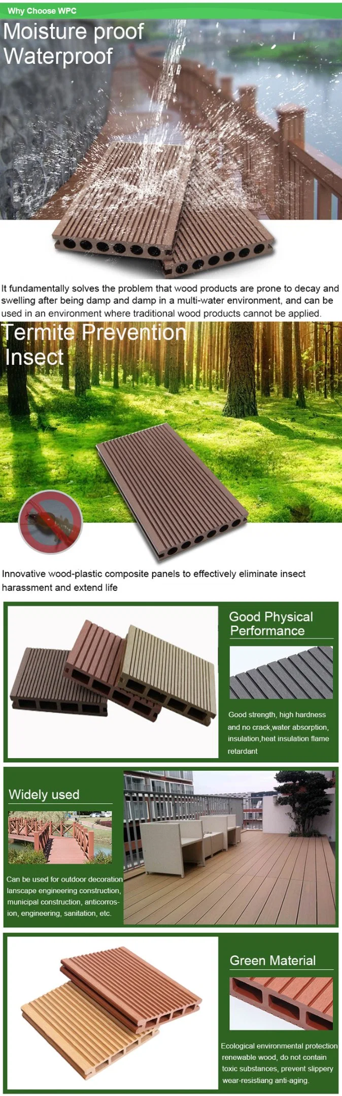 Garden Buildings Engineered Flooring Interlocking Outdoor Deck Wood Plastic Tiles