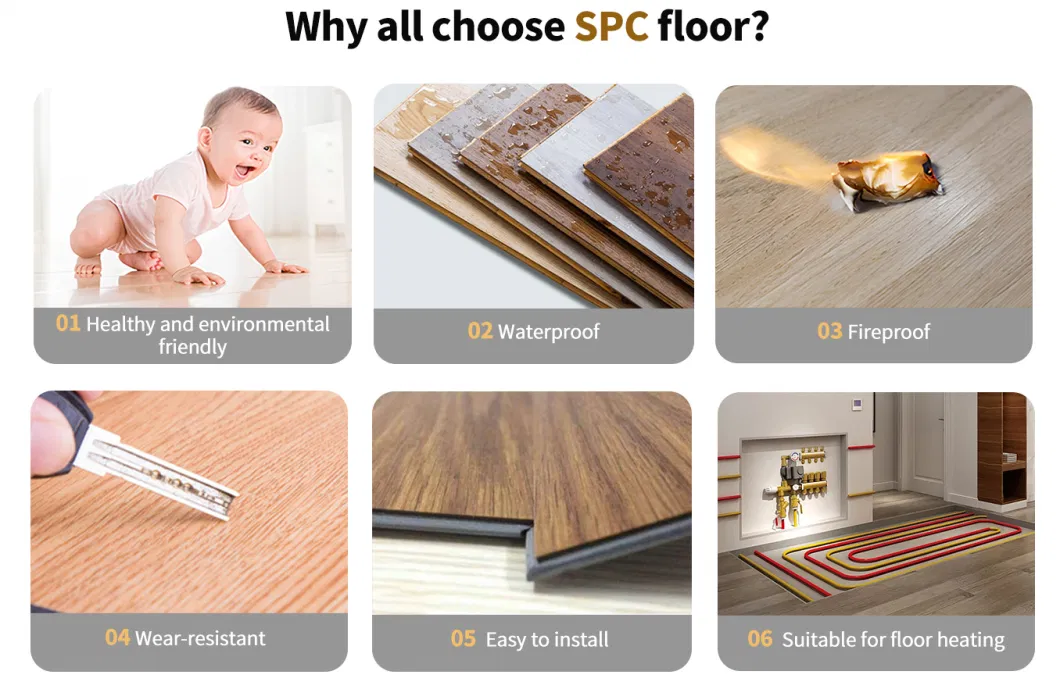 Auuan Interlocking Wood Flooring Vinyl Spc Wooden Floor Tiles for House Decoration