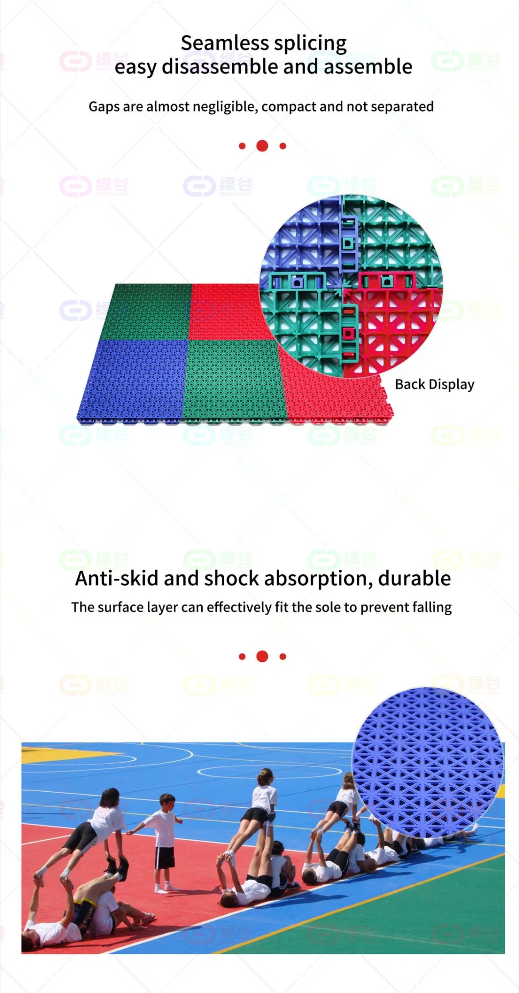 Elastic PP Basketball Pickleball Interlocking Floor Tiles Outdoor Sports Court Tiles