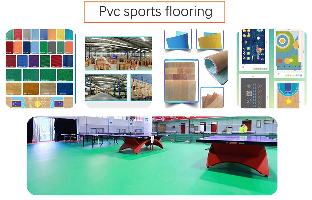 Wood PVC Sports Flooring Indoor Volleyball Basketball Badminton