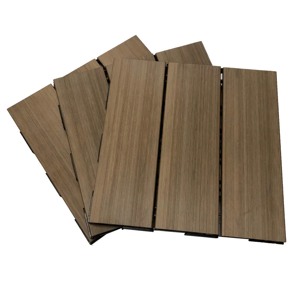 3D Wood Grain DIY Interlocking Wood Plastic Composition Deck Tile for Garden