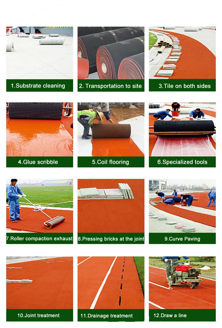 Prefabricated Rubber Runway Surface of School Sports Field Synthetic Red Runway