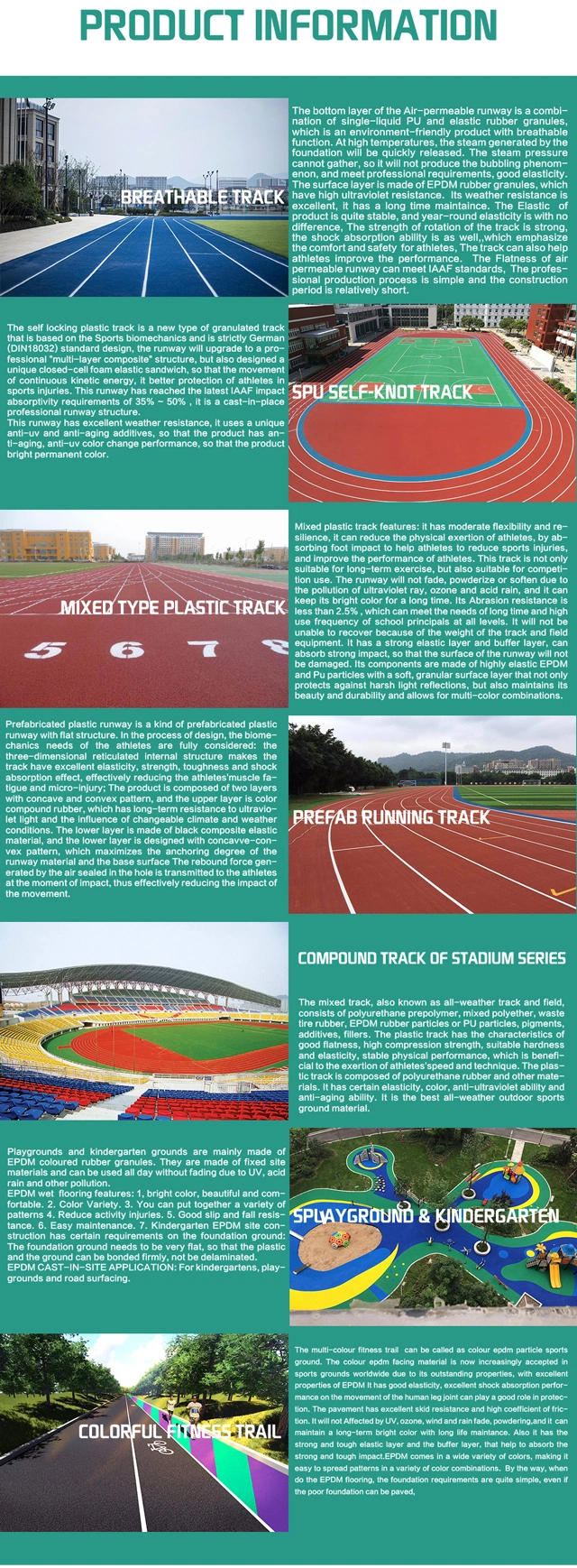 Factory Customized Synthetic Athletic Running Track/Plastic Rubber Flooring Granules Sports Field/Runway Surface Flooring with Ce/En71/En1177/Reach/ISO10140