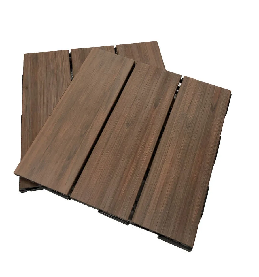 3D Wood Grain DIY Interlocking Wood Plastic Composition Deck Tile for Garden