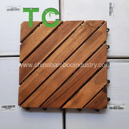 Acacia Wood Outdoor Deck Tiles, Interlocking Flooring Tiles Decking Tiles Solid Wooden Deck Tiles