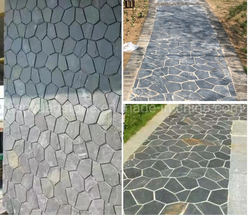 Crazy Pattern Slate Paving Tile Interlocking Pattern Tile Meshed for Pavement