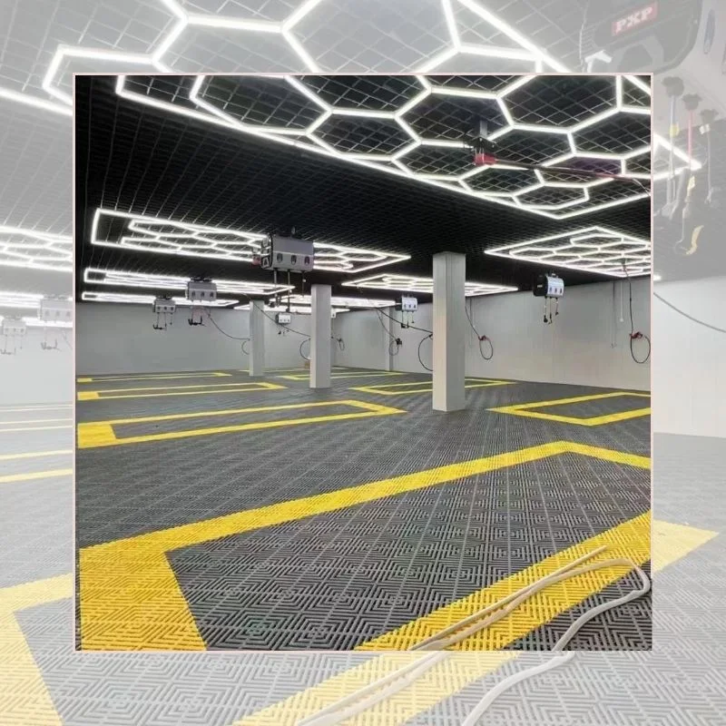 Basement Perfection White Diamond Interlocking Garage Floor Tiles for Car