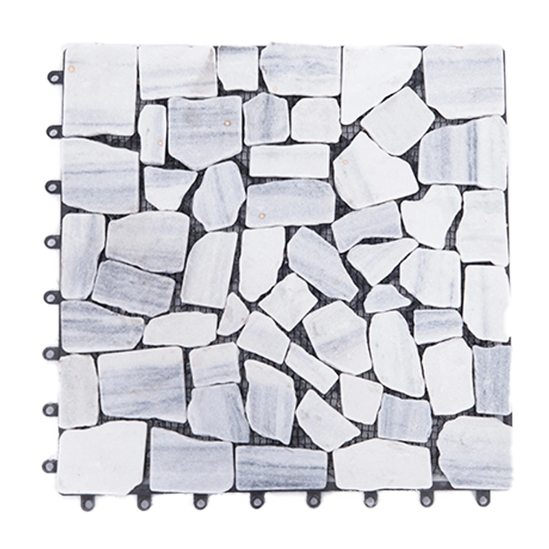 Outdoor White Stone Floor Tiles Anti-Slip Low Maintenance Snap Deck Tiles Stone