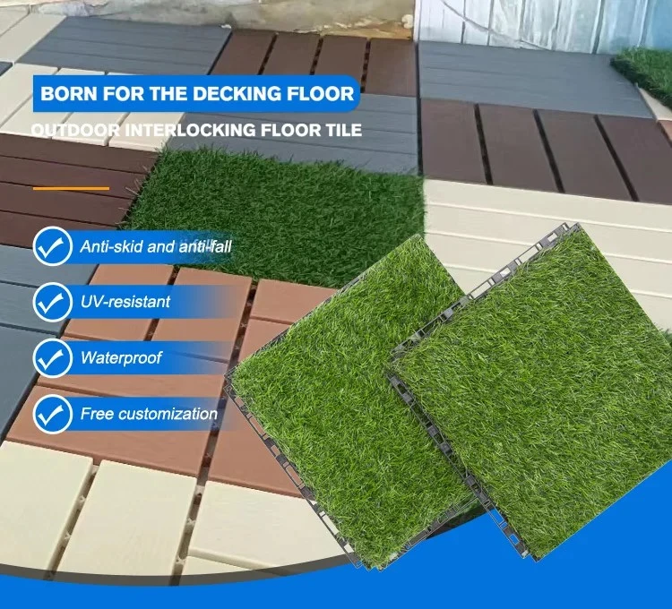 Patio Plastic Deck Flooring Outdoor Courtyard Balcony Garden Modular Artificial Grass Lawn Flooring Tile