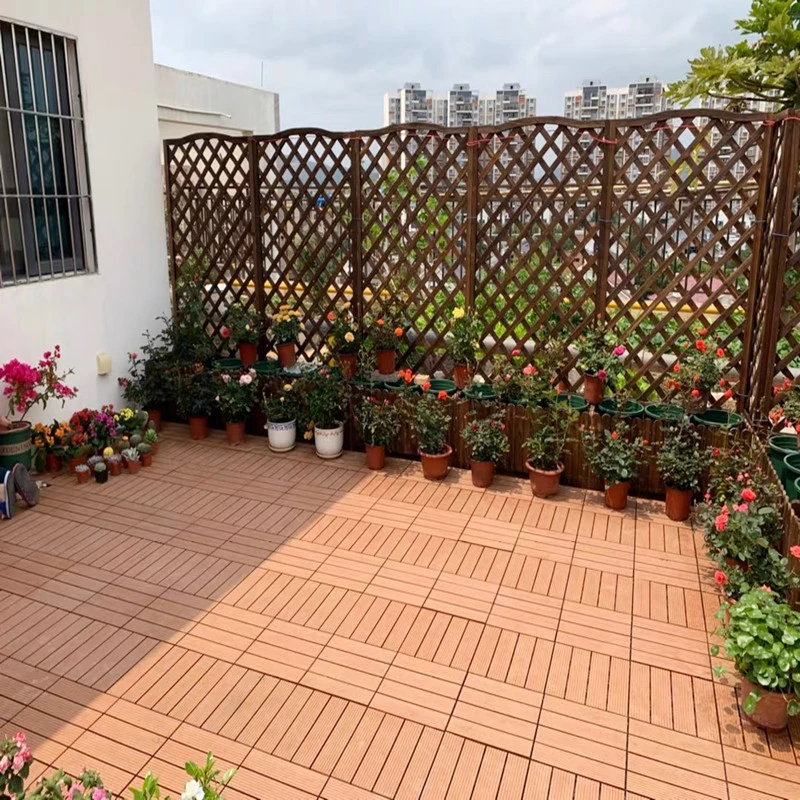 Eco-Friendly Patio Terrace Balcony Garden Floor Tiles Wood Plastic Composite Interlocking Outdoor WPC Decking DIY Tiles