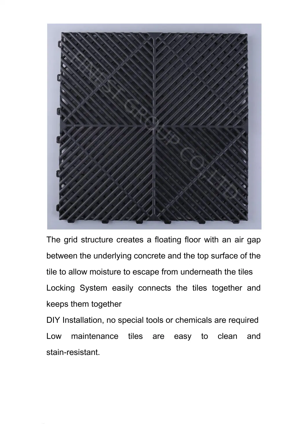 Rigid Modular Anti Slip Car Wash Floors, Drainage Floor, Plastic PP Interlocking Garage Floor Tile for Car Parking Carwash Garage Flooring