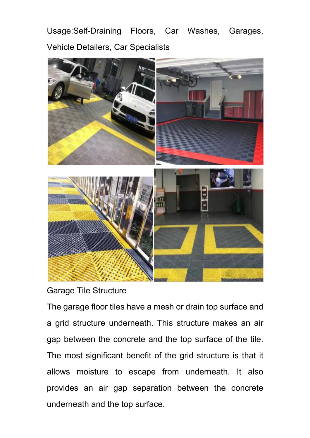 Vented Modular PP Garage Floor Tiles Plastic PP Interlocking Garage Flooring Vented PP Puzzle Mat Vented PP Interlocking Tile