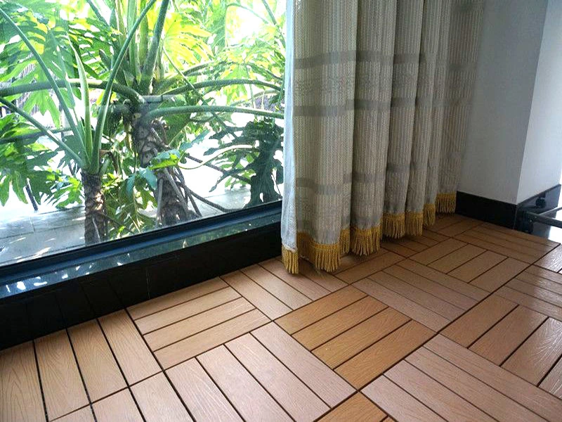 Wood Grain Surface New Popular Good Quality Waterproof and UV-Resistant Interlocking Click Composite Outdoor Wood Decking Tiles Wood Plastic Composite Tiles