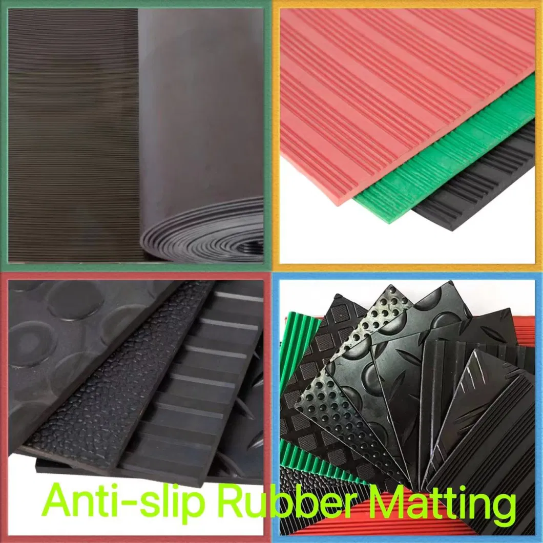 China Factory Produced 3-8mm Thickness Anti-Slip Fine Ribbed Rubber Mat