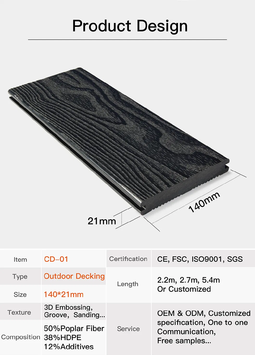 Solid WPC Sanding Surface and Thick Patio Tile Outdoor