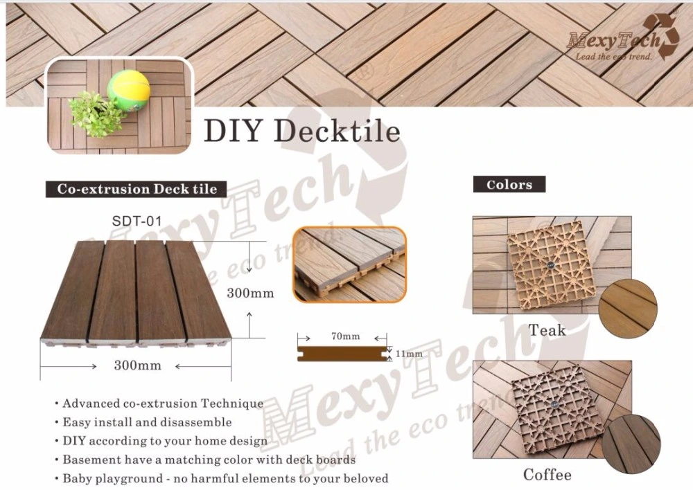 Outdoor DIY Wooden Flooring with Interlocking System 580*580cm Big Tile