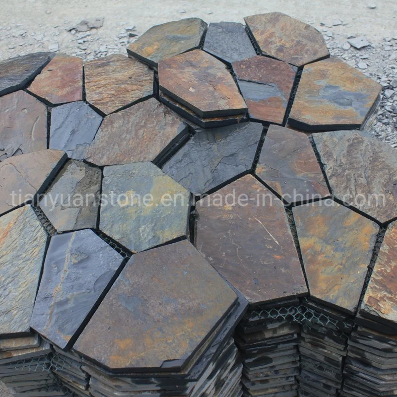 Crazy Pattern Slate Paving Tile Interlocking Pattern Tile Meshed for Pavement