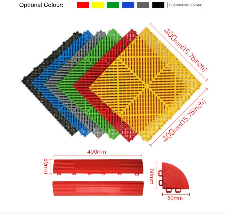 High Strength PP Interlocking Garage Floor Tiles for Car Washing and Workshops