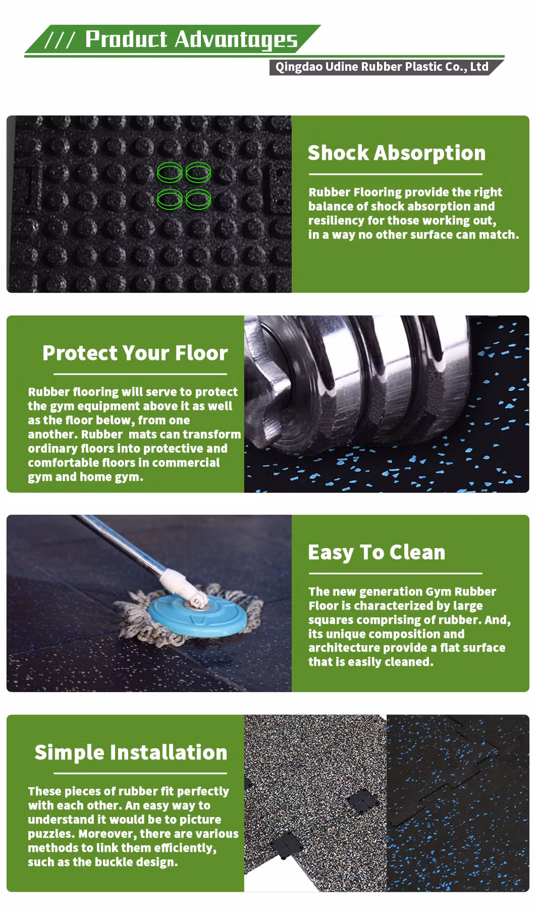 Anti Slip Outdoor Sport Interlocking Puzzle Shock Absorbent Fitness Crossfit EPDM Fitness Soft Foam Playground Gym Rubber Rolls Tiles Mats Flooring for Outdoor