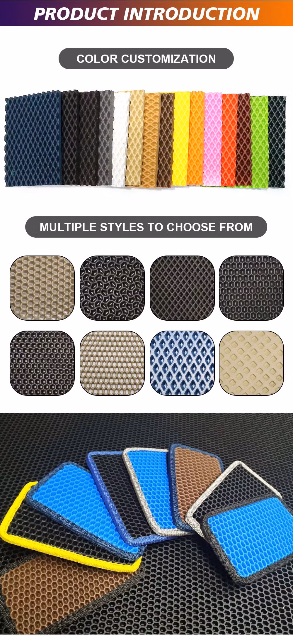 Anti-Slip Waterproof Car Floor Hot Selling Factory High Quality Perforated Wholesale Square Design Carpet EVA Sheet Car Mat