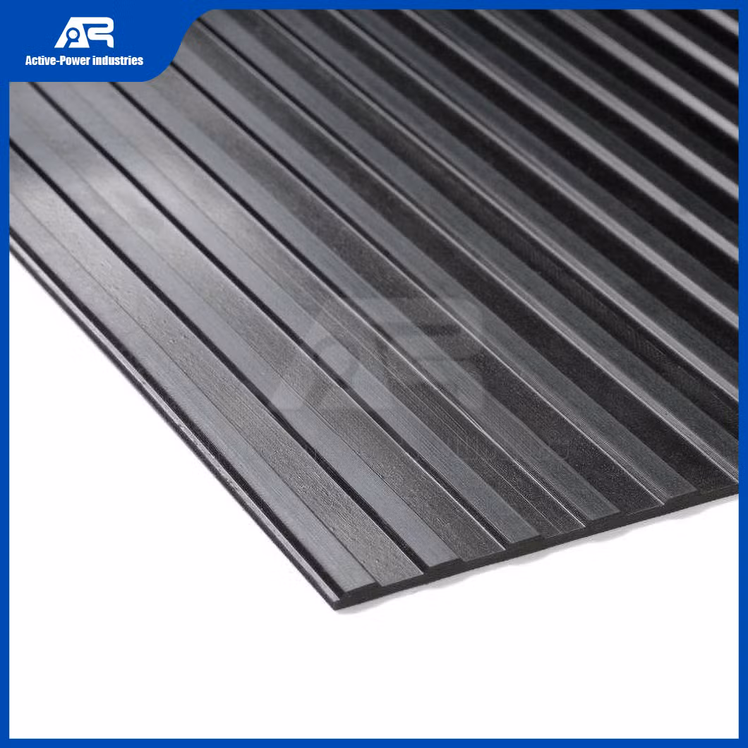 Active-Power Industries Outdoor Rubber Flooring Tiles Factory China 1.5m Wide Ribbed Natural Rubber Floor Mat
