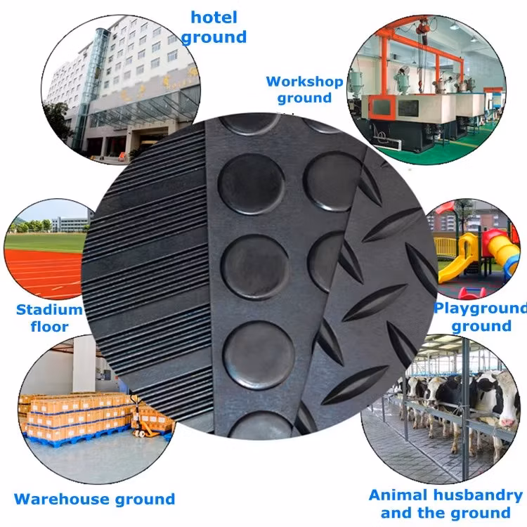 Workshop Garage Anti Slip Willow Leaf Rubber Sheet Flooring Mat