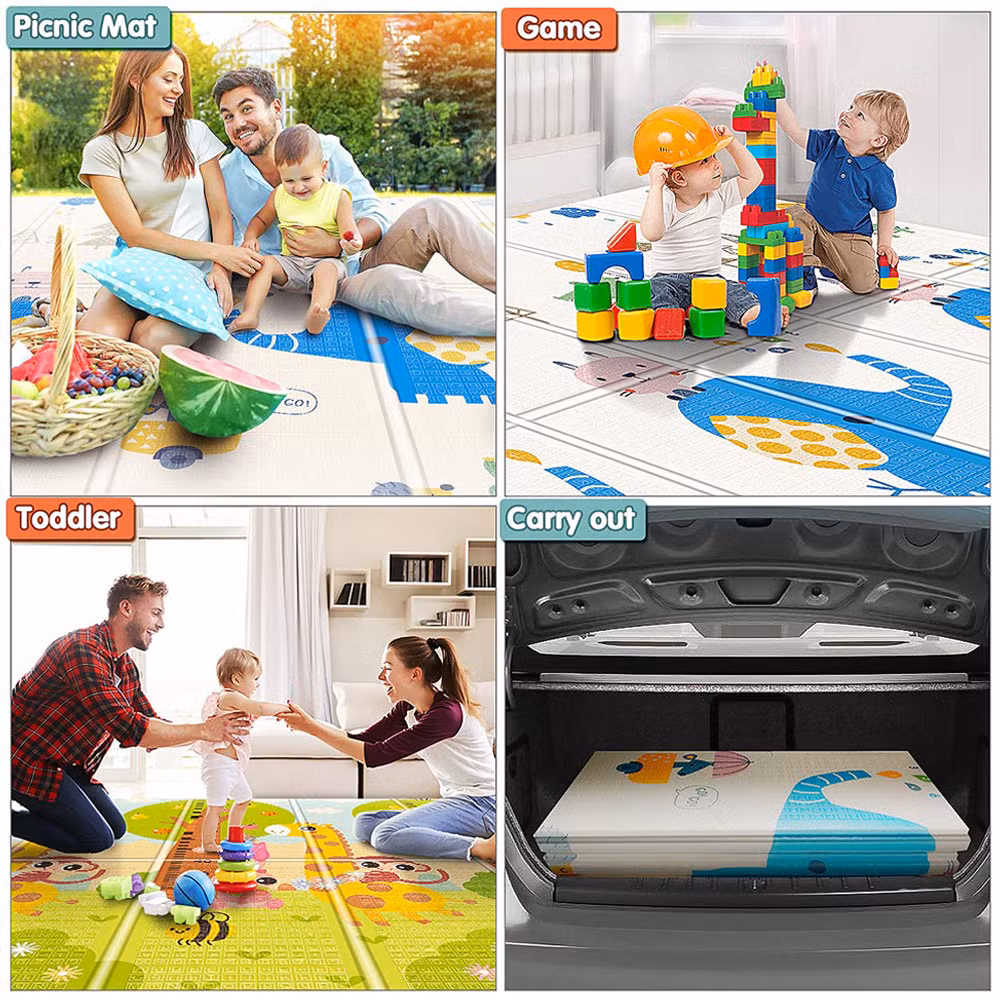 XPE Foldable Play Mat Double Sides Cartoon Crawling Mat Foam Floor Mat Baby Play Mat