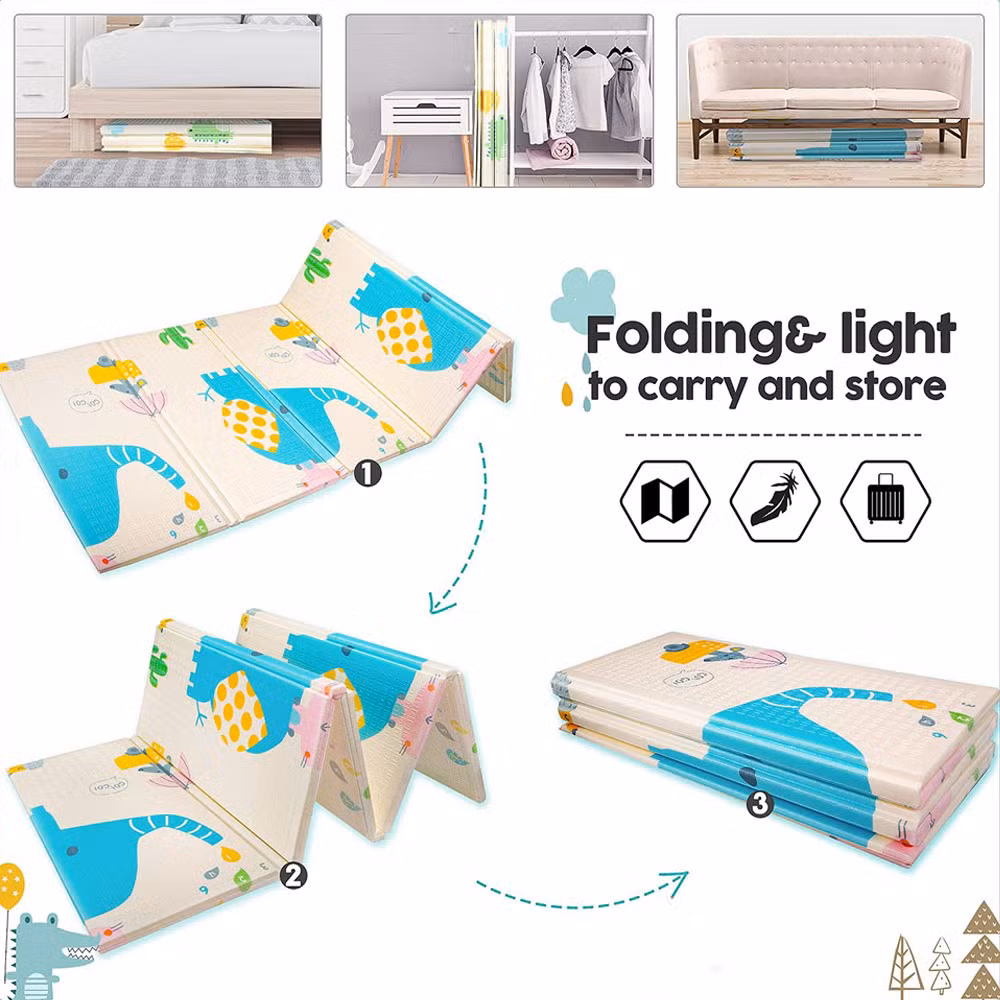 XPE Foldable Play Mat Double Sides Cartoon Crawling Mat Foam Floor Mat Baby Play Mat